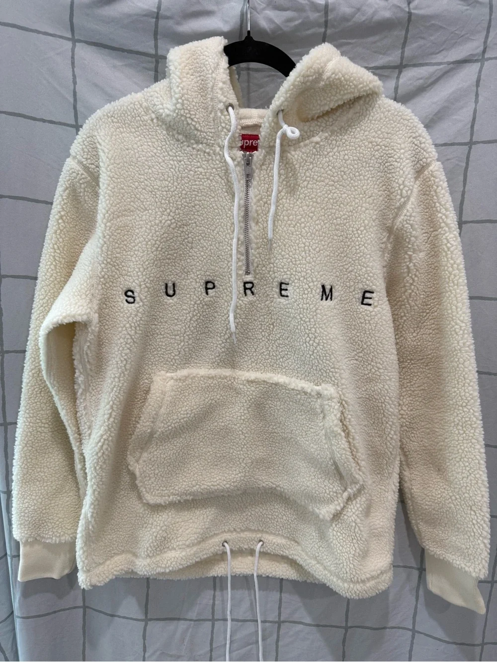 Supreme Cream Sherpa Zip-Up Hoodie